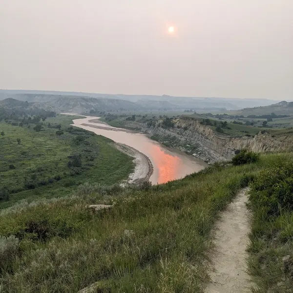 Little Missouri from above through haze