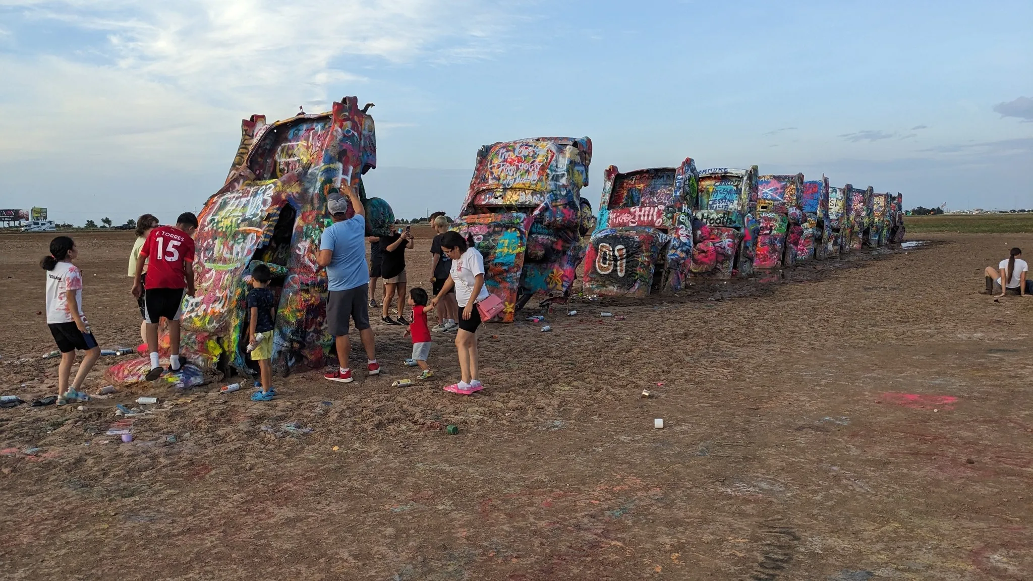 Family painting cars