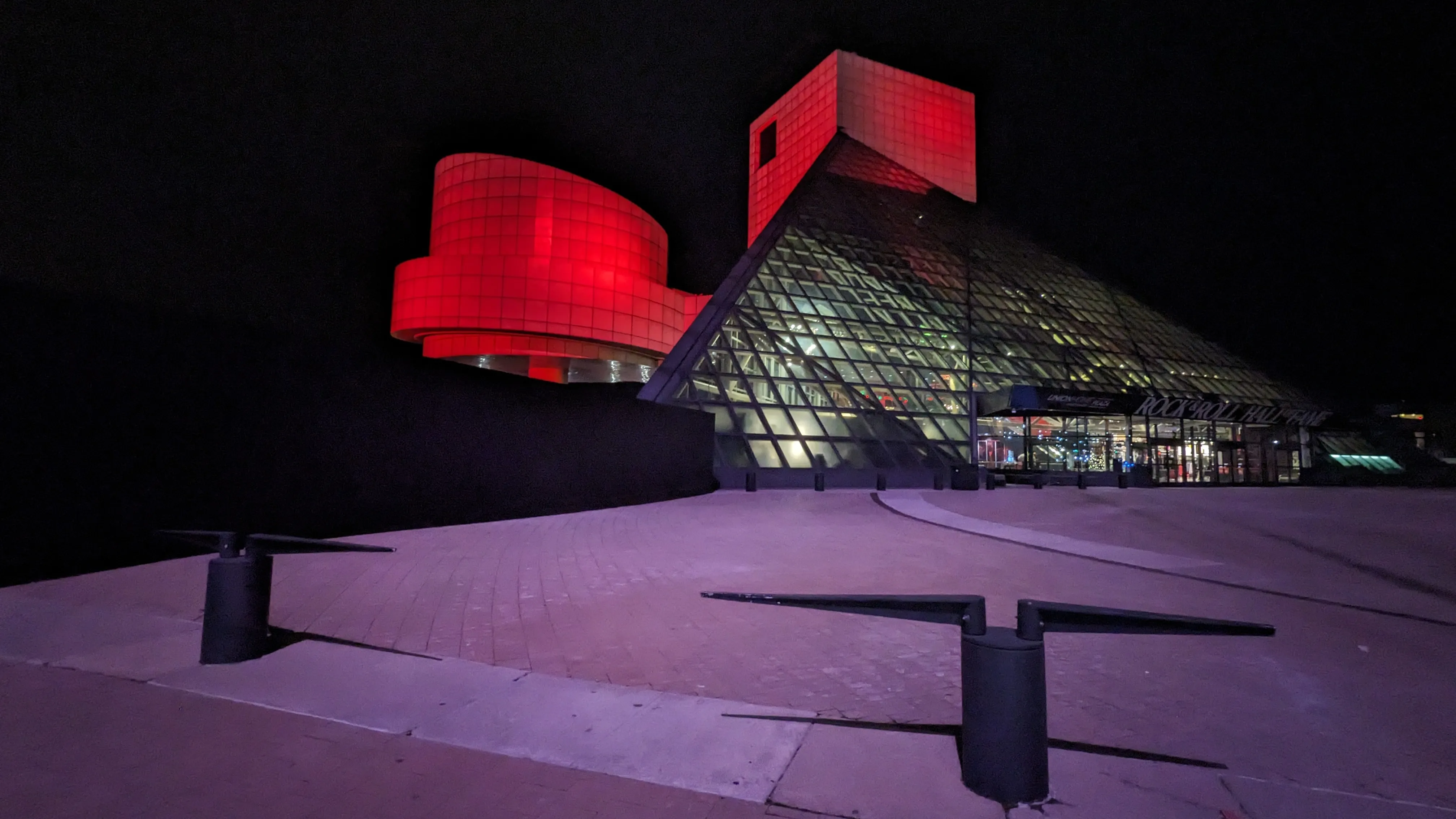 Rock and Roll Hall of Fame at night