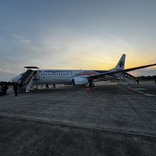 Getting off the plane at Kuantan