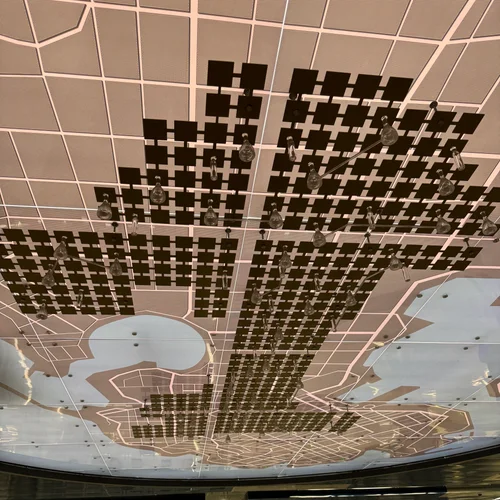 Design on the ceiling of a Athens subway station.